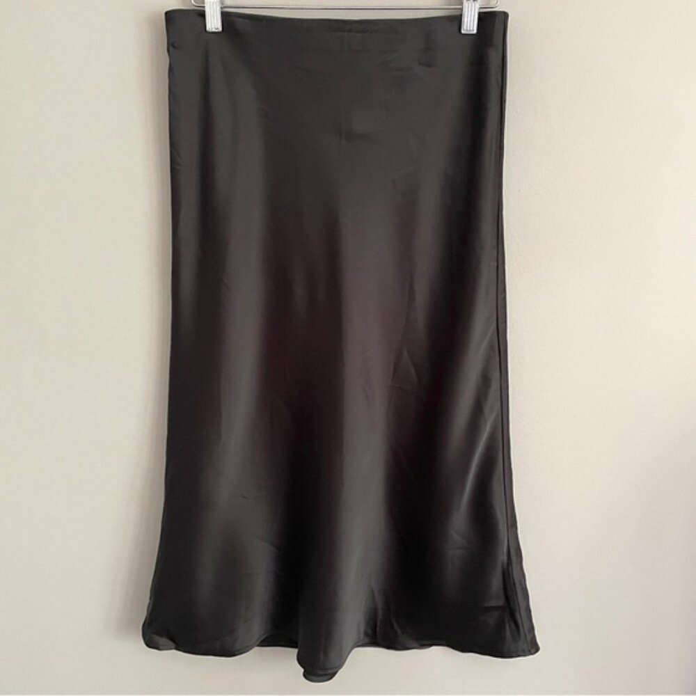 Rachel Zoe Black Bias Satin Slip Midi Skirt - S/M - Picture 5 of 9